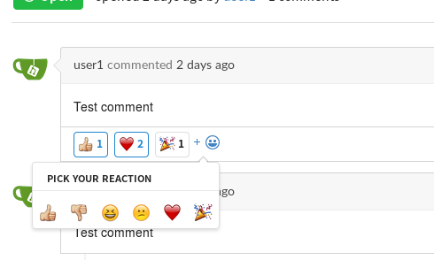 Screenshot of Reactions