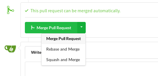 Screenshot of merge options